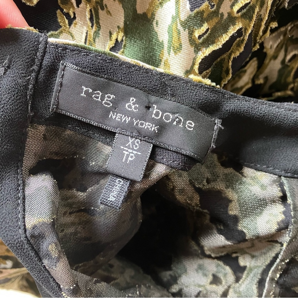 Rag & Bone Gia Camouflage-print Devoré-satin Silk Top In Green Multi size XS - Picture 8 of 9